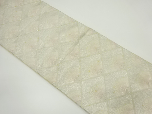アンティーク　斜め格子に菊青海波模様織り出し袋帯（材料）